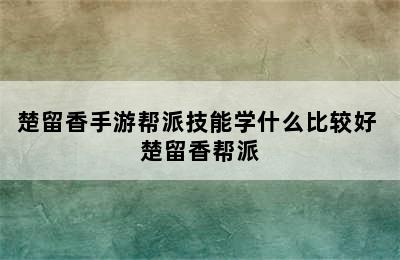 楚留香手游帮派技能学什么比较好 楚留香帮派